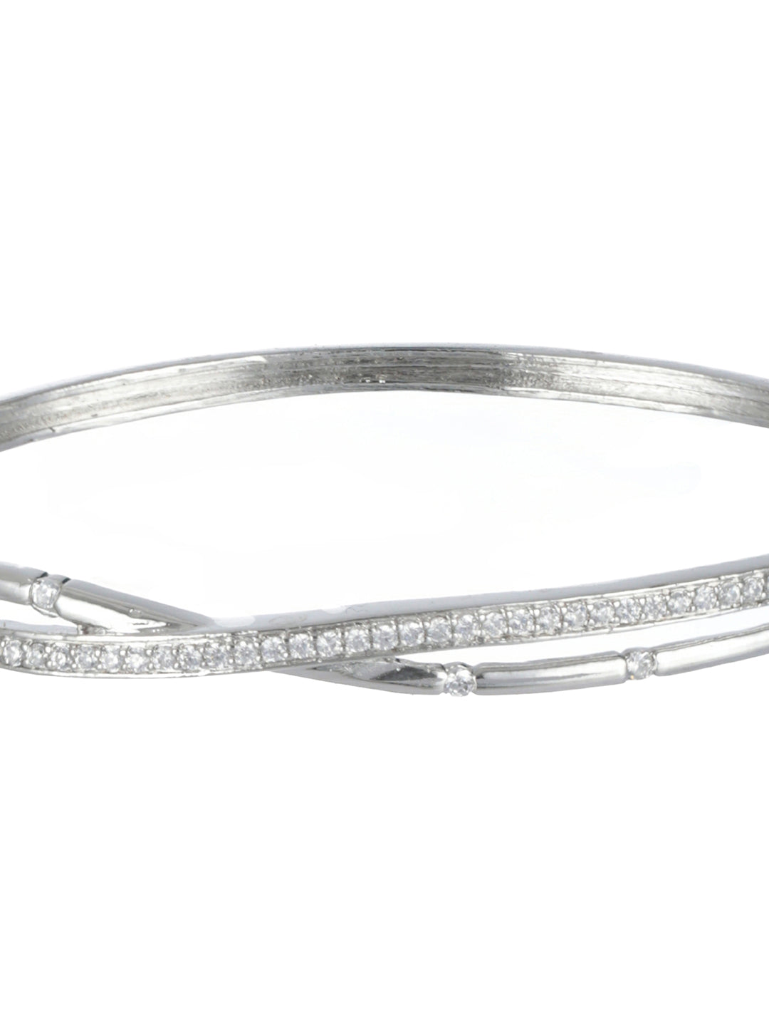 Jazz And Sizzle Silver-Toned & White American Diamond Handcrafted Silver-Plated Bracelet - Jazzandsizzle