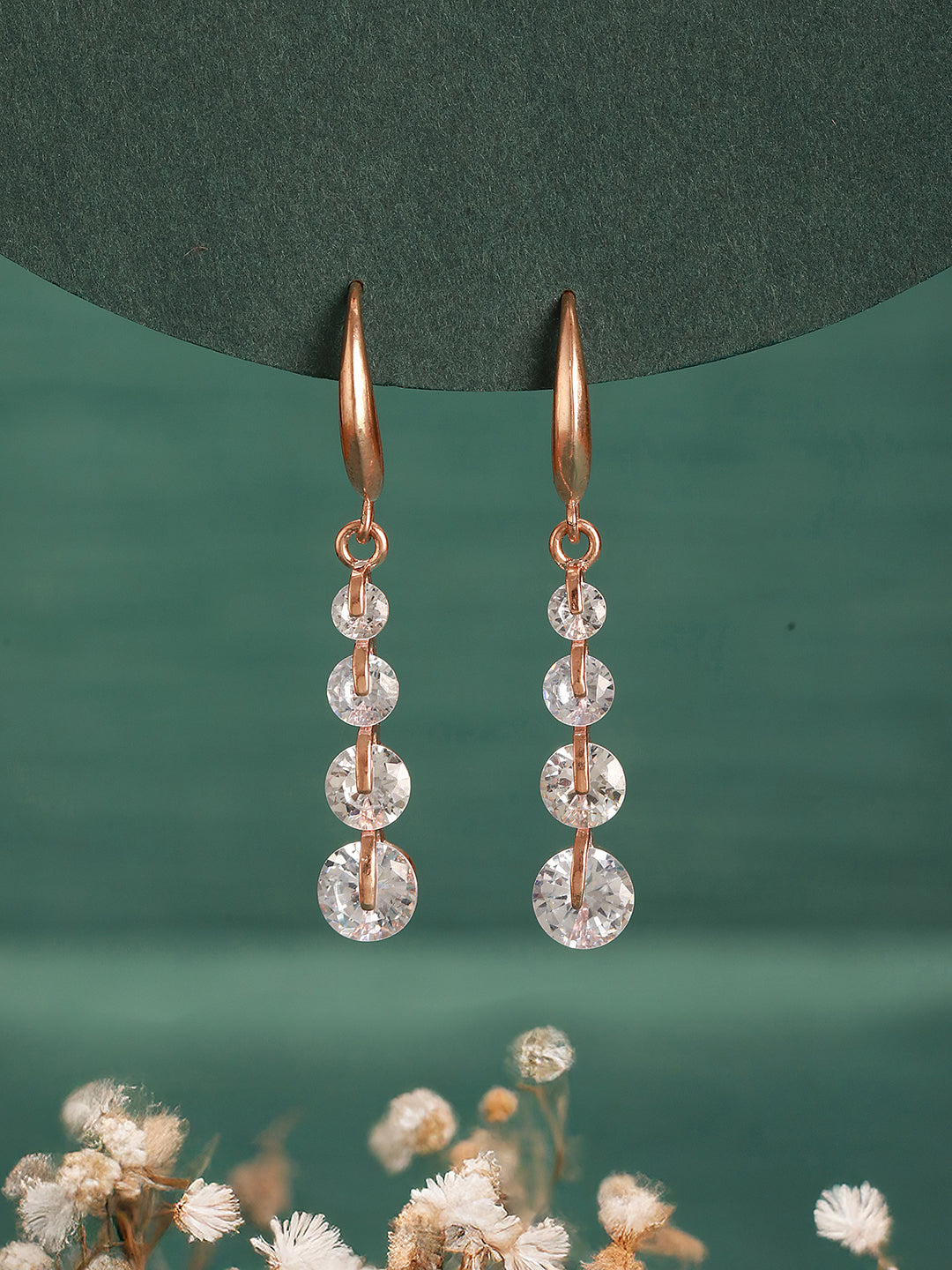 Jazz And Sizzle Rose Gold-Plated Circular Drop Earrings