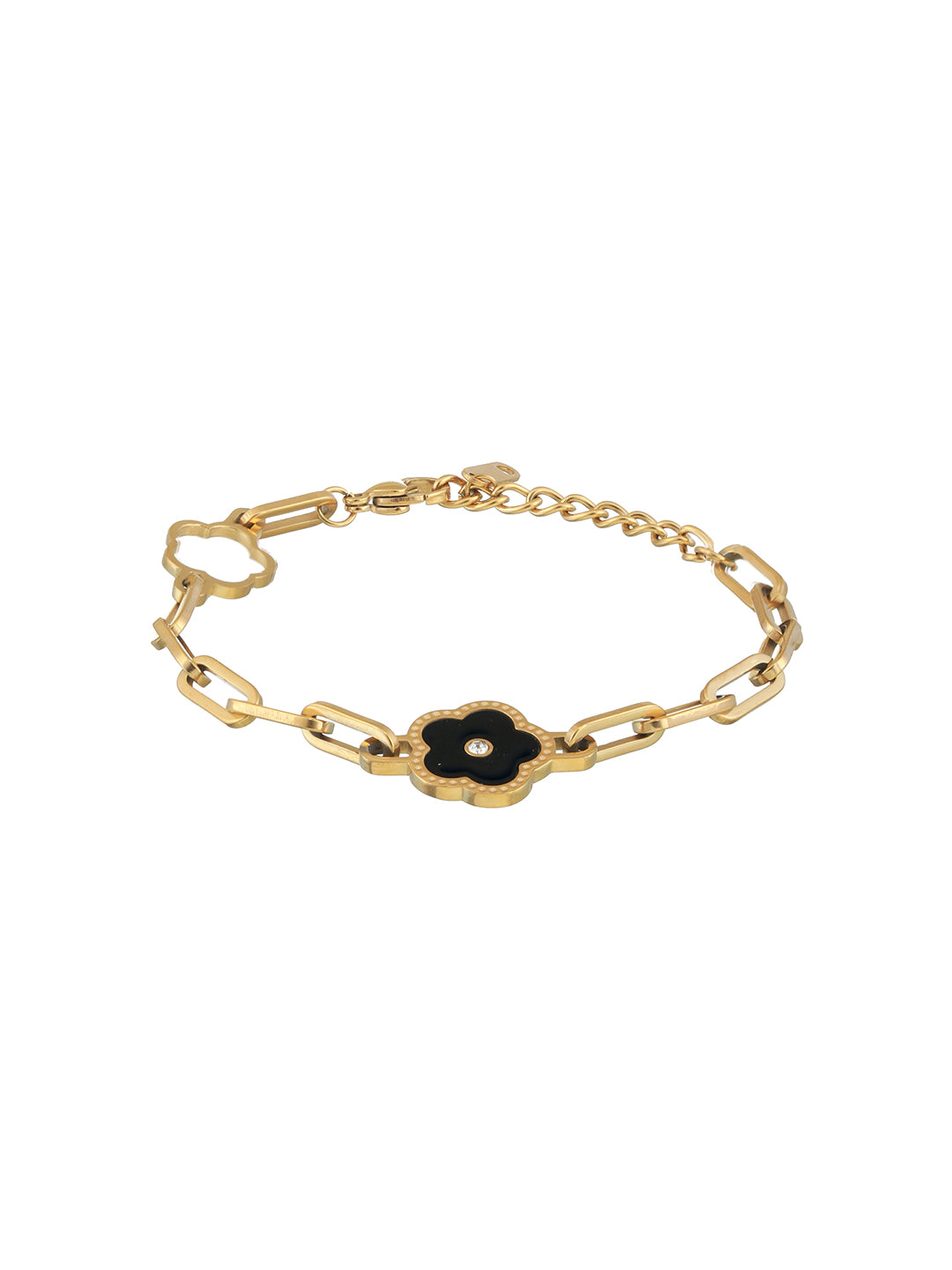 Gold-Plated Stone-Studded Link Bracelet - Jazzandsizzle