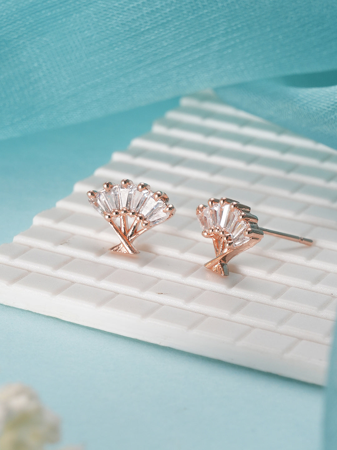 Jazz And Sizzle Rose Gold-Plated Handcrafted Contemporary Stud Earrings