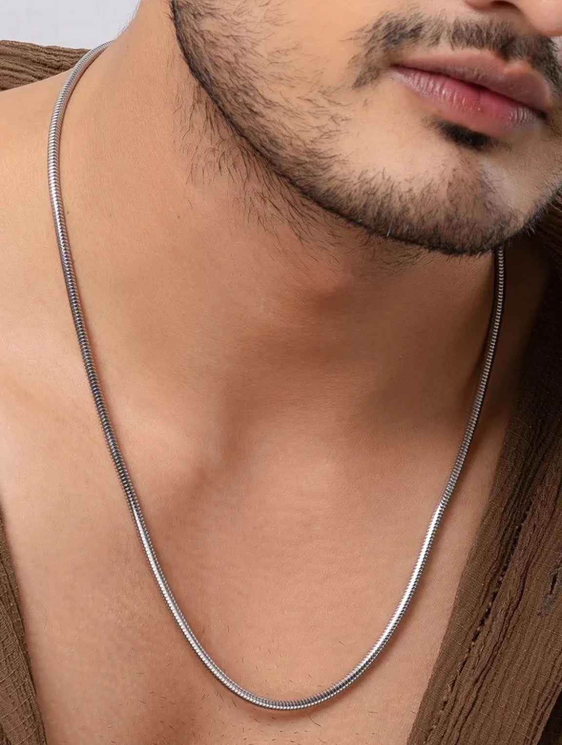 Jazz And Sizzle Silver Plated Snake Chain/Necklace for Men/Women