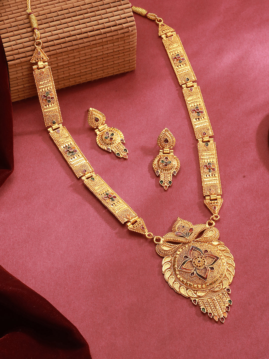 Jazz And Sizzle 22K Gold Plated  Circular Design Necklace Set with Matching Earrings Dubai Style Jewelry Set