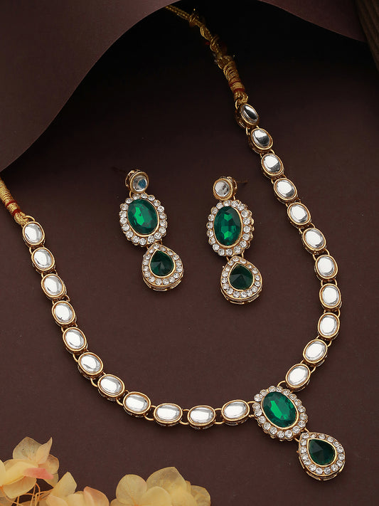 Gold-Plated Kundan-Studded Jewellery Set - Jazzandsizzle