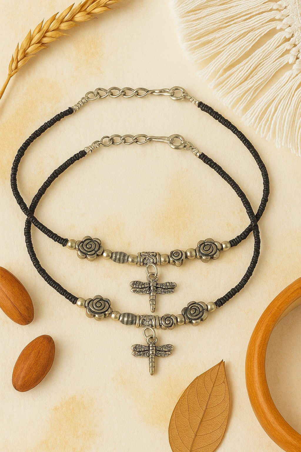 Jazz And SIzzle Set Of 2 Silver Plated Butterfly Charms Anklet