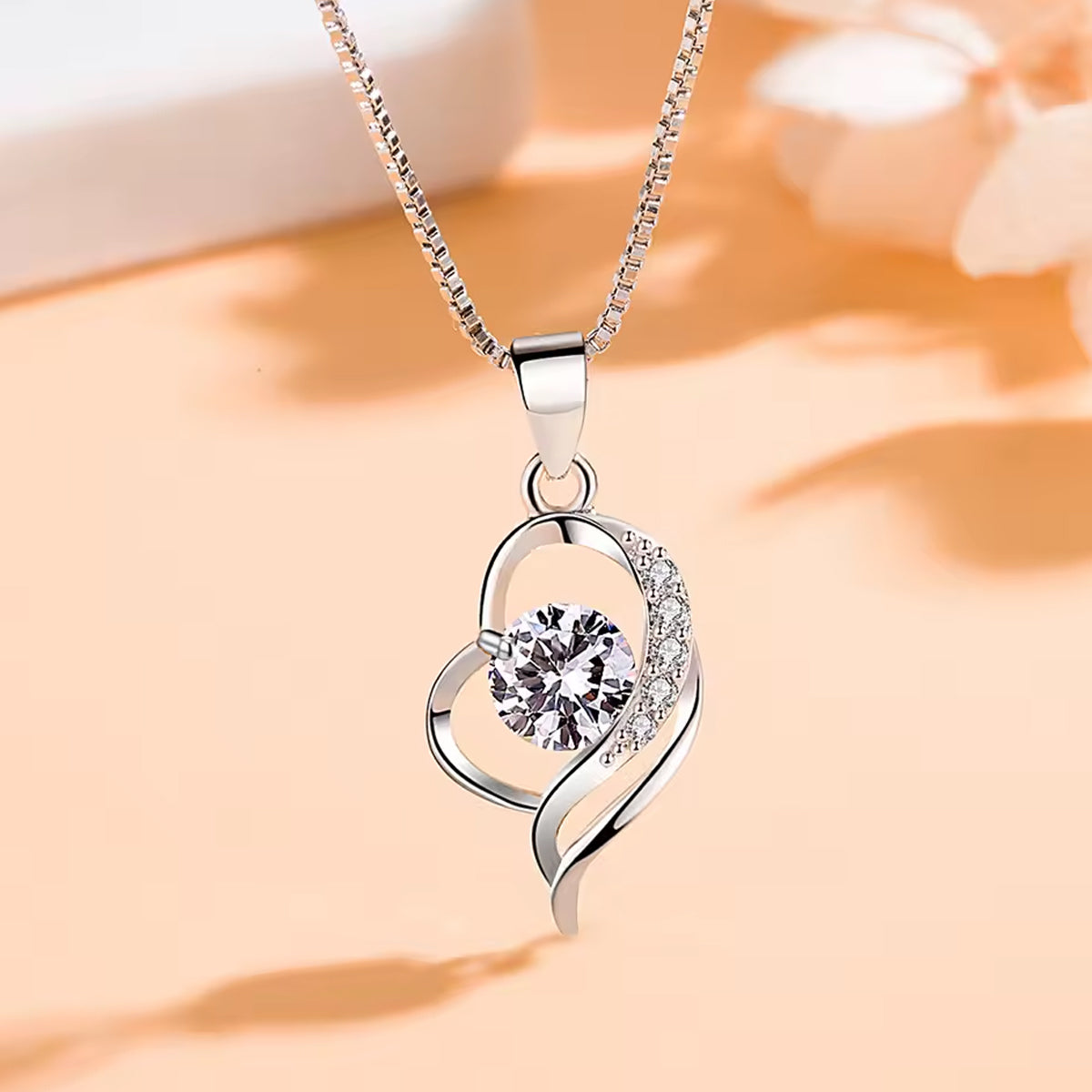 Jazz And Sizzle Sterling heart-shaped zircon pendant necklace for women