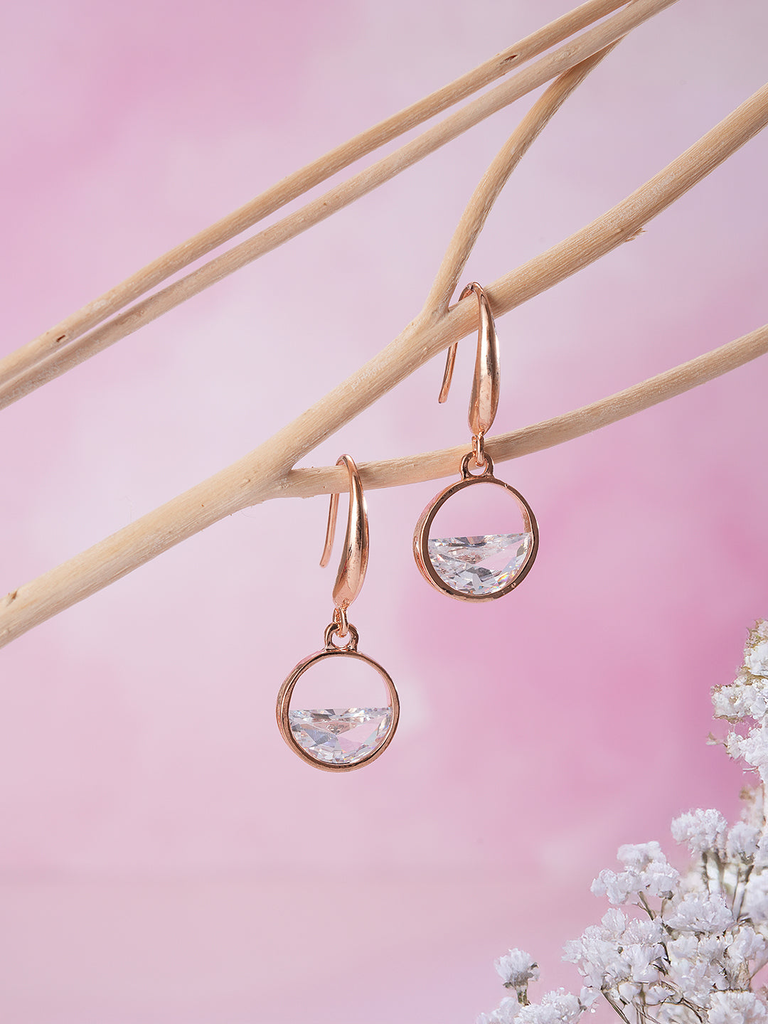 Jazz And Sizzle Rose Gold-Plated Circular Drop Earrings