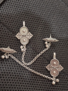 Jazz And Sizzle Silver Plated Artificial Stone Studded & Beaded Geometric Ear Cuff