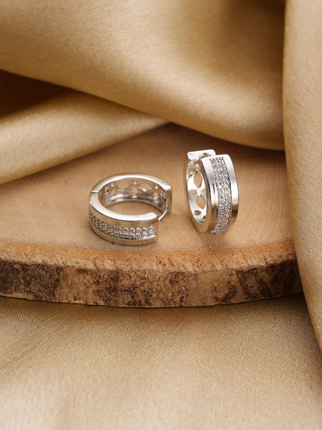 Jazz And Sizzle Silver Plated Hoop Earrings