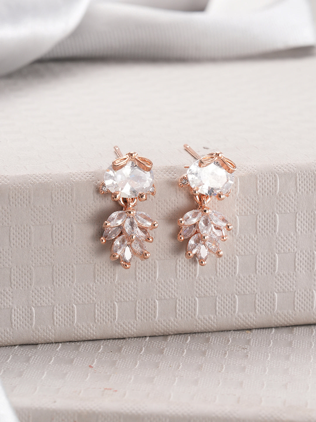 Jazz And Sizzle Rose Gold-Plated Floral Shaped Drop Earrings