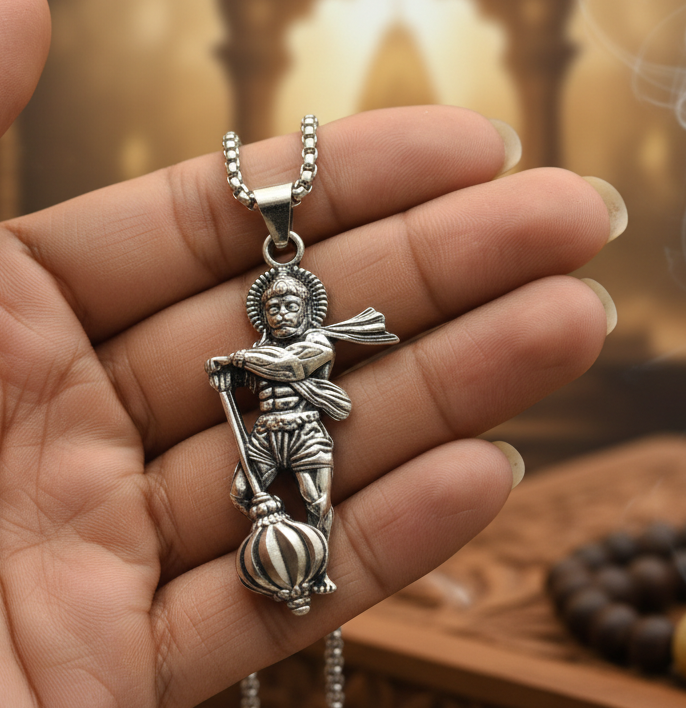 Jazz And Sizzle Hanumanji Pendant with Gada And Copper Yantra Spiritual Protection Necklace Chain Divine Strength