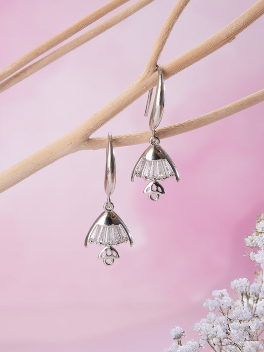 Jazz And Sizzle Rhodium Plated Fish Shaped Drop Earrings