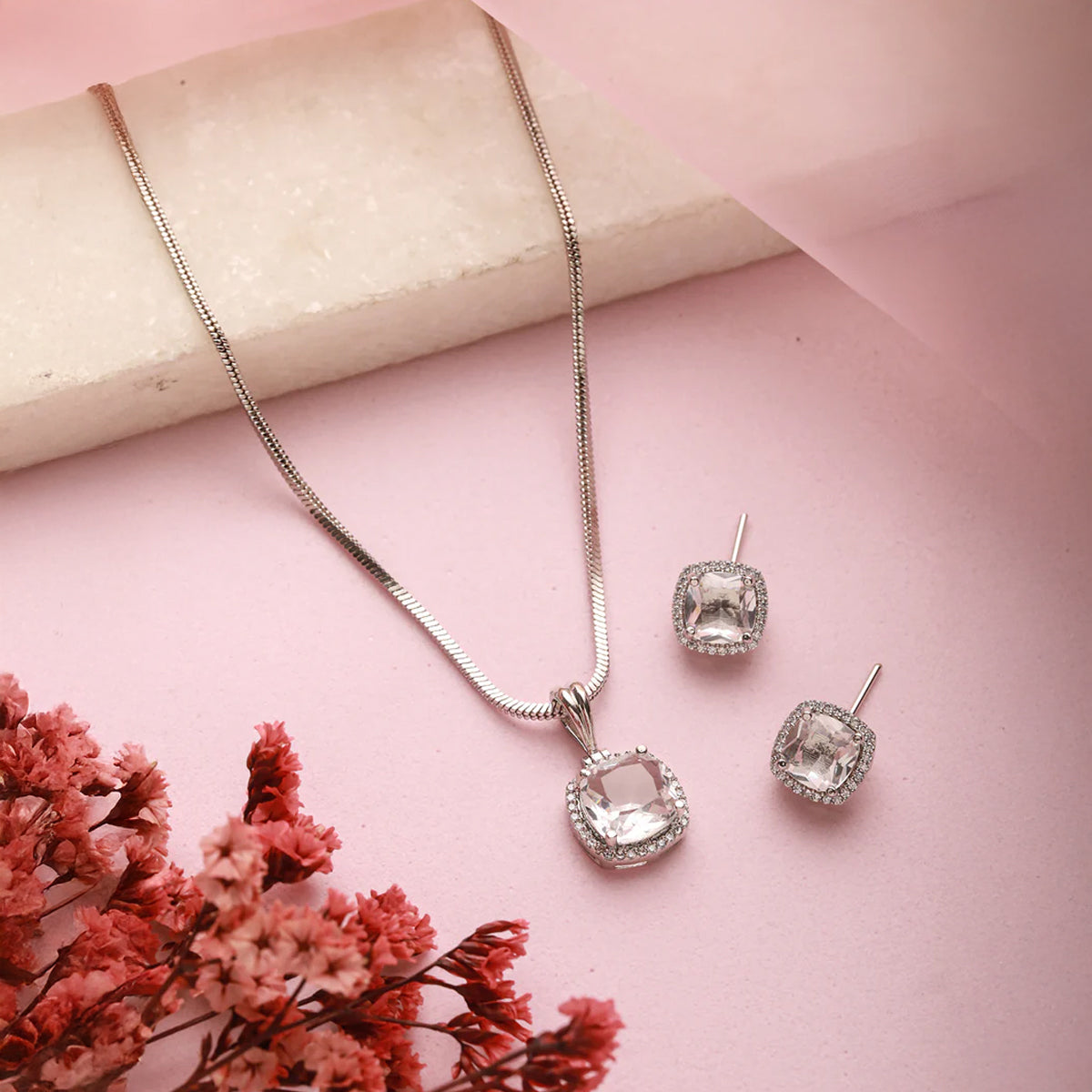 Jazz And Sizzle American Diamond-Studded Pendent Jewelry Set Combo