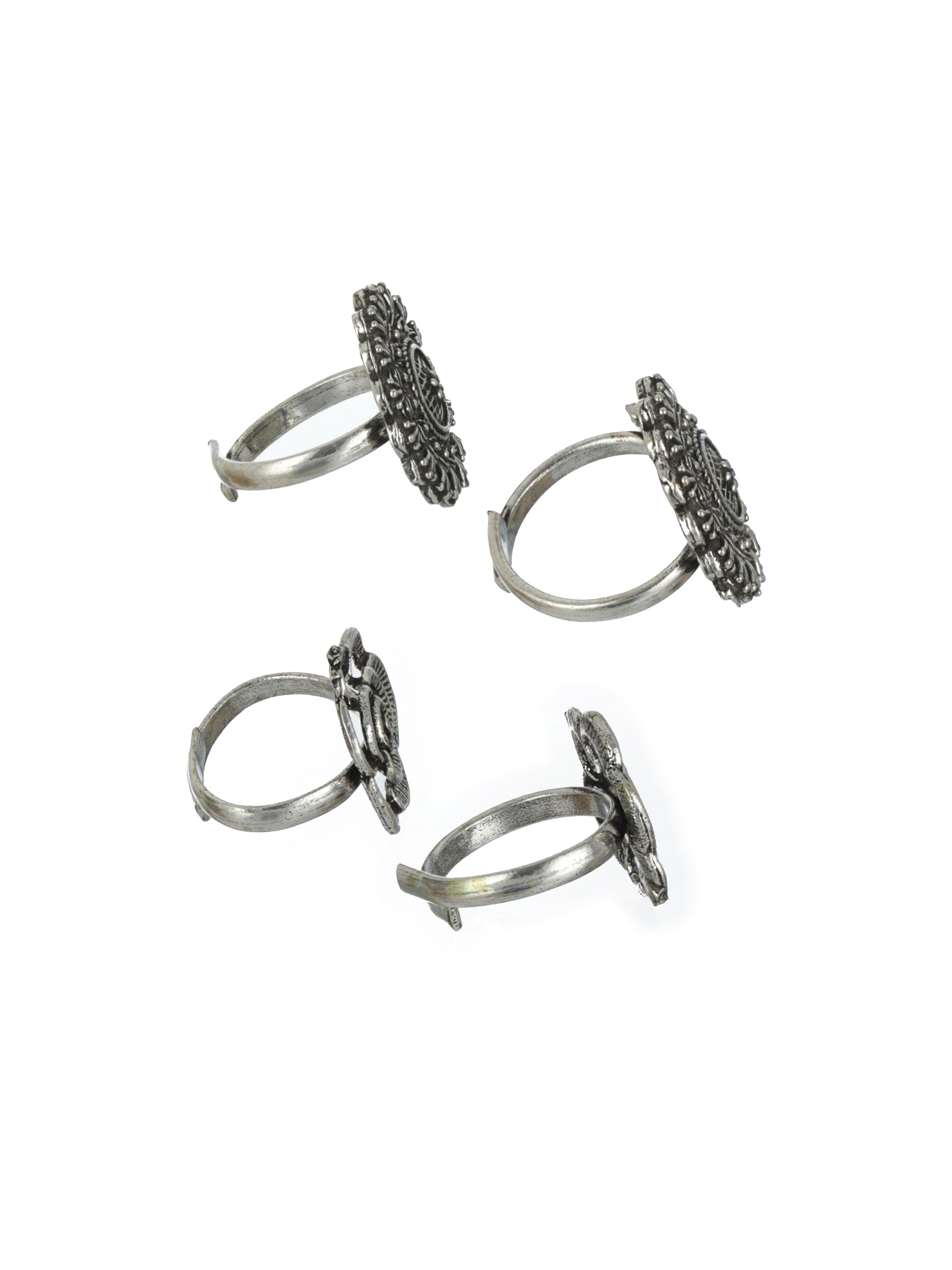 Set Of 2 Silver-Toned Oxidized Adjustable Toe Rings - Jazzandsizzle