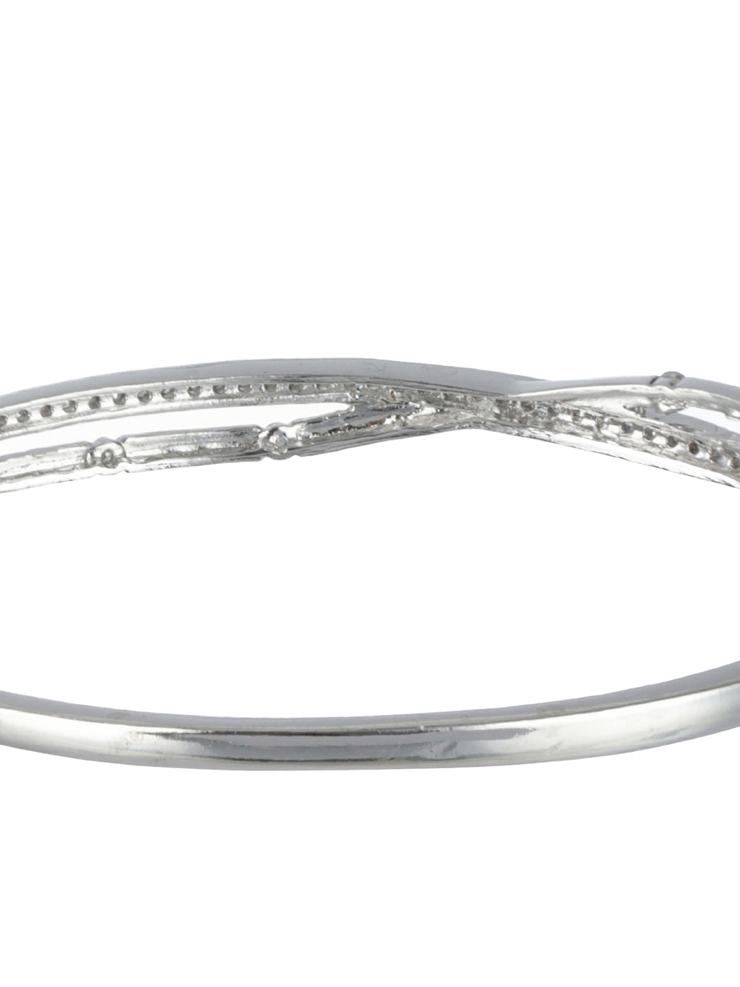 Jazz And Sizzle Silver-Toned & White American Diamond Handcrafted Silver-Plated Bracelet - Jazzandsizzle