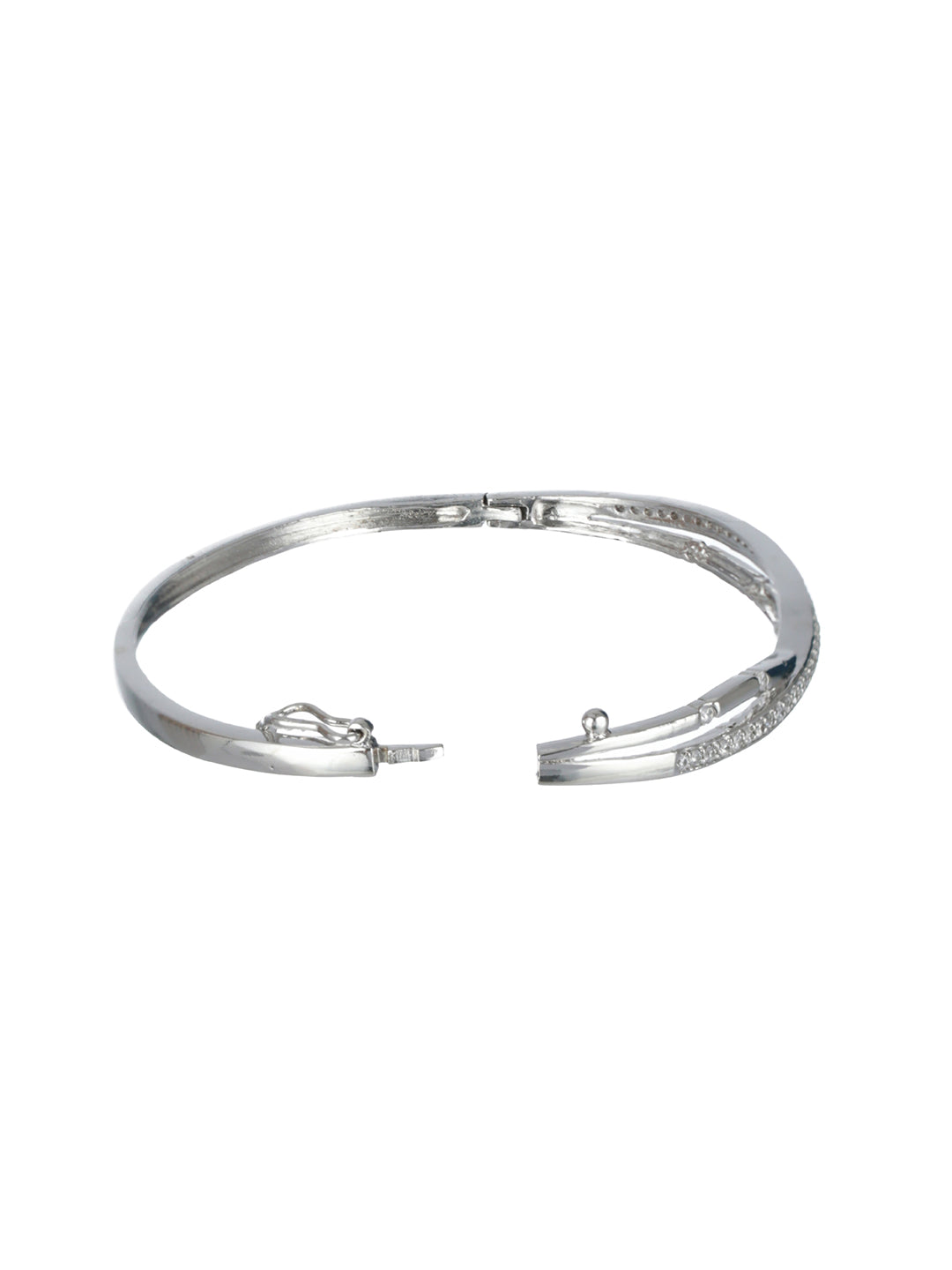 Jazz And Sizzle Silver-Toned & White American Diamond Handcrafted Silver-Plated Bracelet - Jazzandsizzle