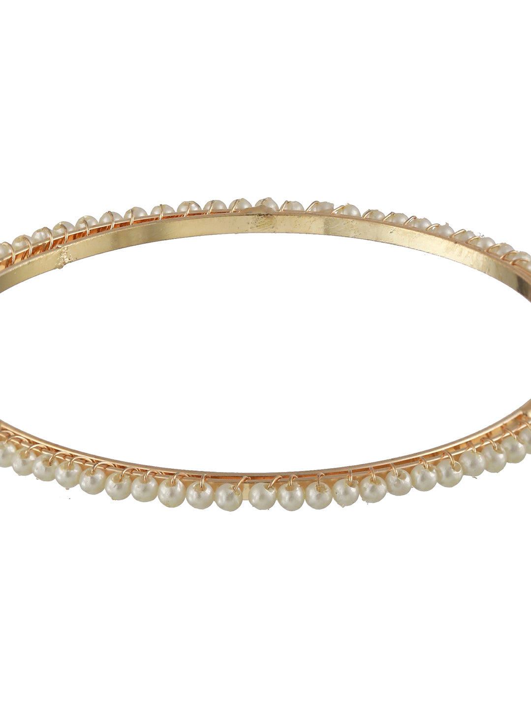 Set Of 4 Gold-Plated Peal Beaded Bangles