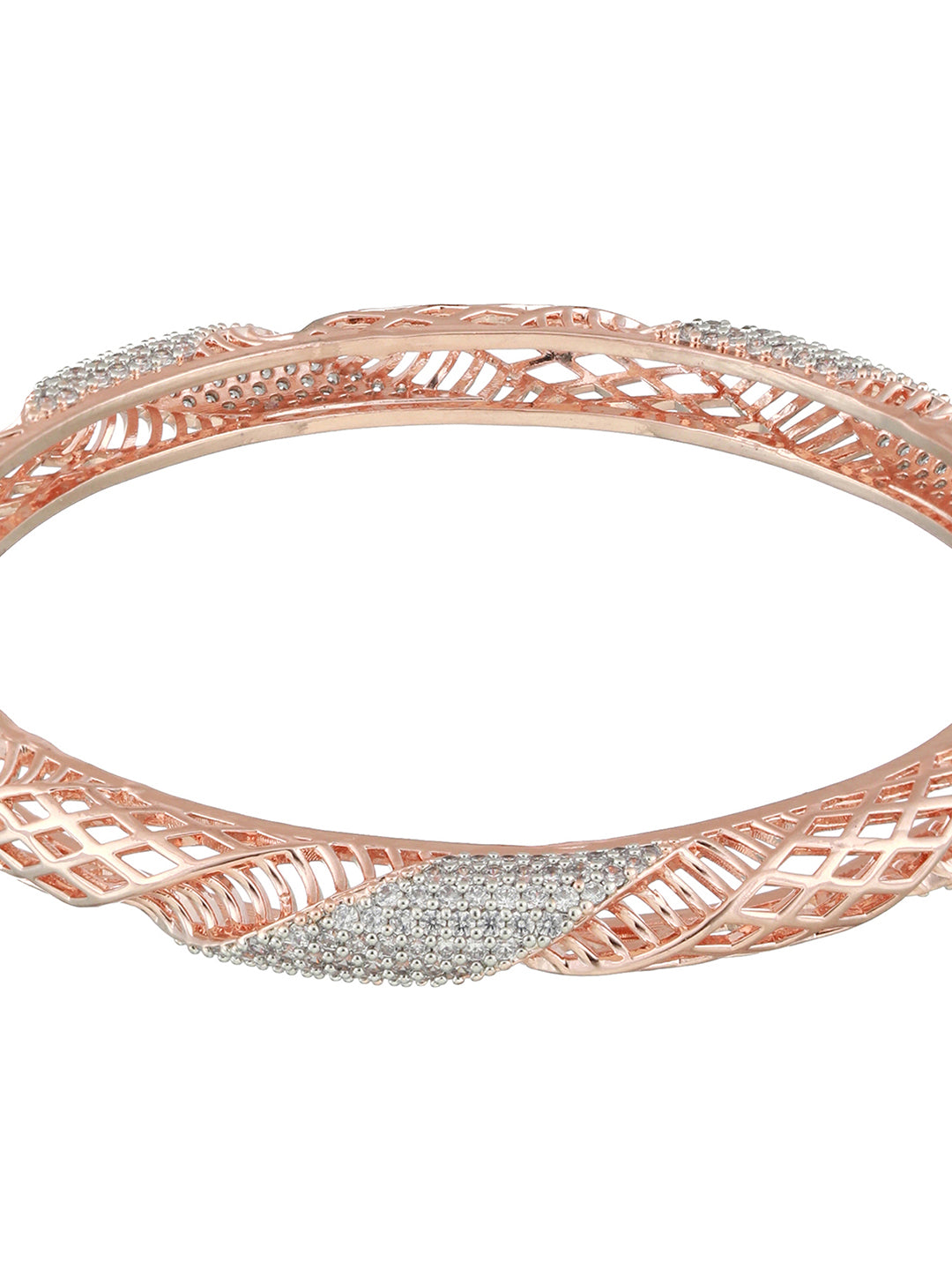 Set Of 2 Rose Gold-Plated AD Studded Bangles - Jazzandsizzle