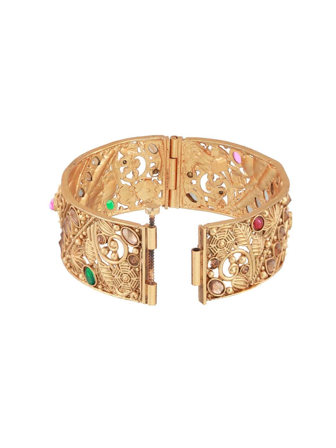 Set Of 2 24K Gold-Plated Stone-Studded Bangles - Jazzandsizzle