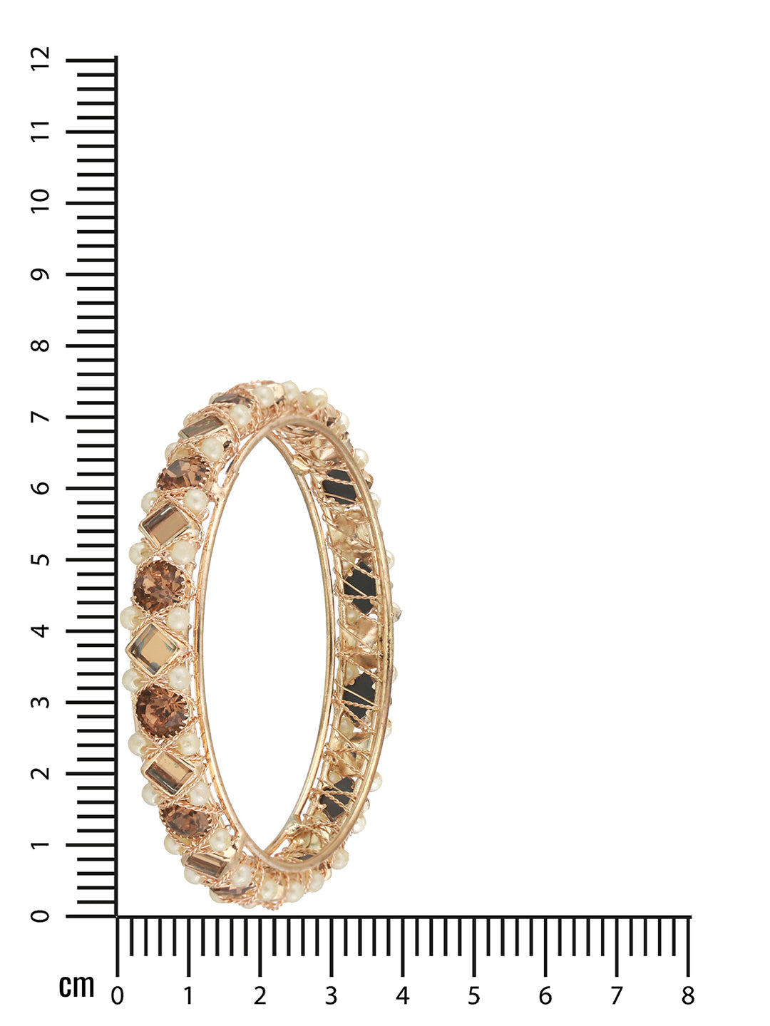 Set Of 2 Rose Gold-Plated Crystal Studded & Beaded Bangles - Jazzandsizzle