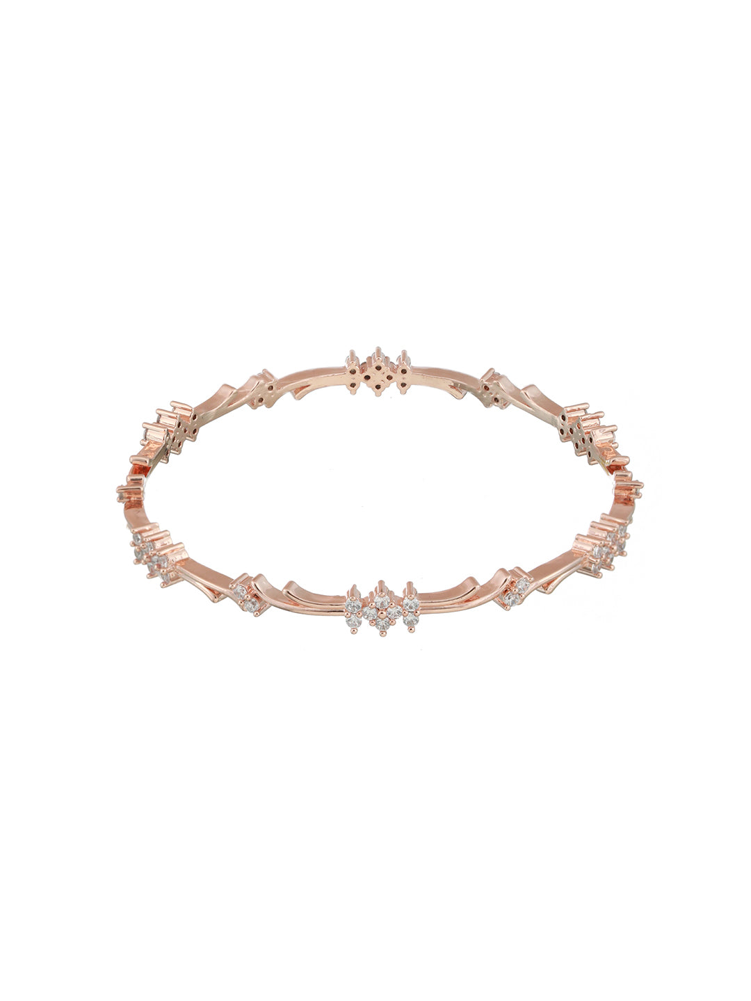 Set Of 2 Rose Gold-Plated AD Studded Bangles