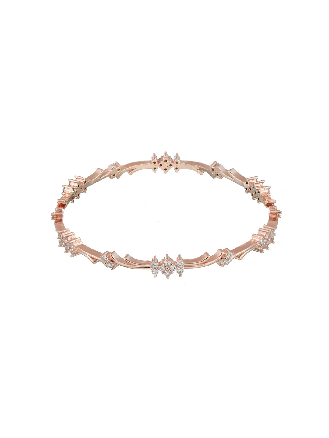 Set Of 2 Rose Gold-Plated AD Studded Bangles - Jazzandsizzle