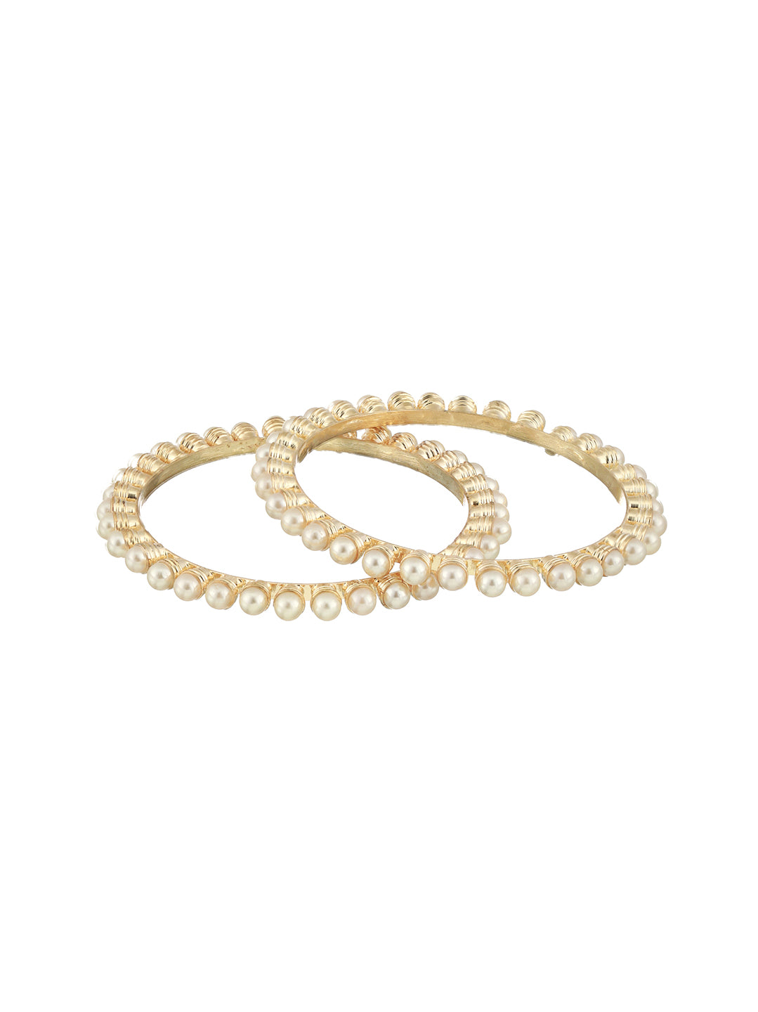 Set Of 2 Gold-Plated Beaded Bangles - Jazzandsizzle