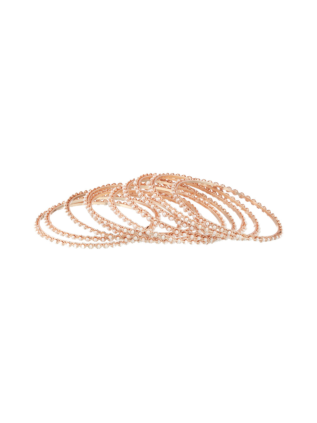 Set of 12 Rose Gold-Plated Beaded Bangles - Jazzandsizzle