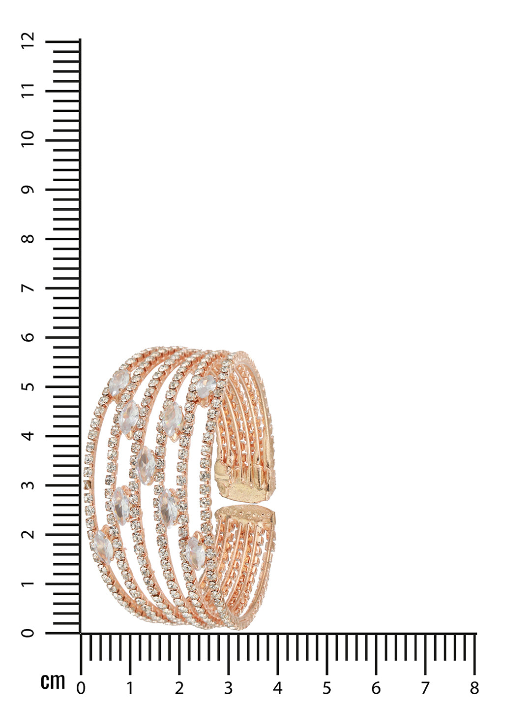 Rose Gold-Plated White Crystal Studded Cuff Bracelet - Jazzandsizzle