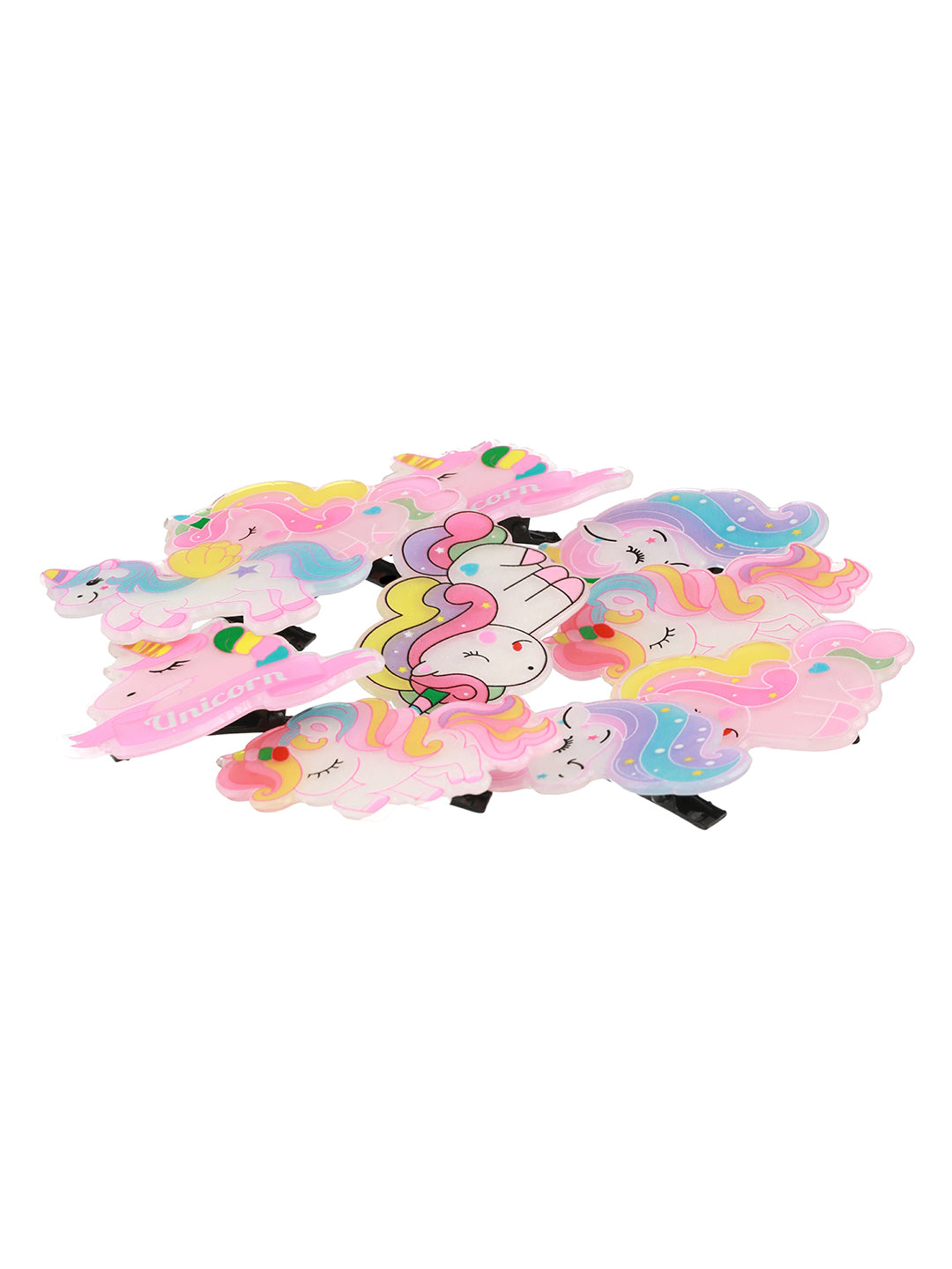 Girls Set Of 10 Multicoloured Unicorn Alligator Hair Clip - Jazzandsizzle