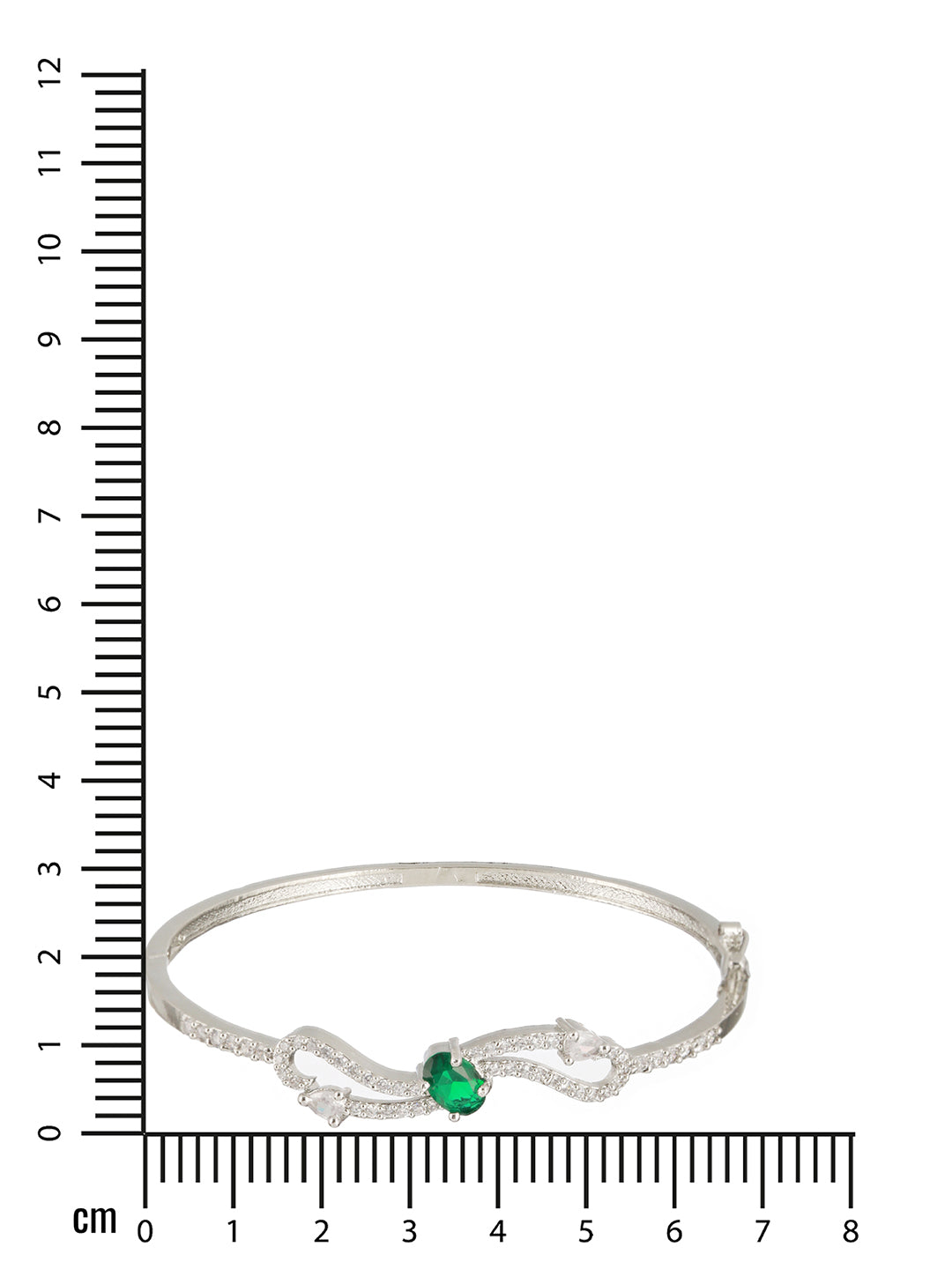 Green & White American Diamond Studded Rhodium-Plated Link Bracelet