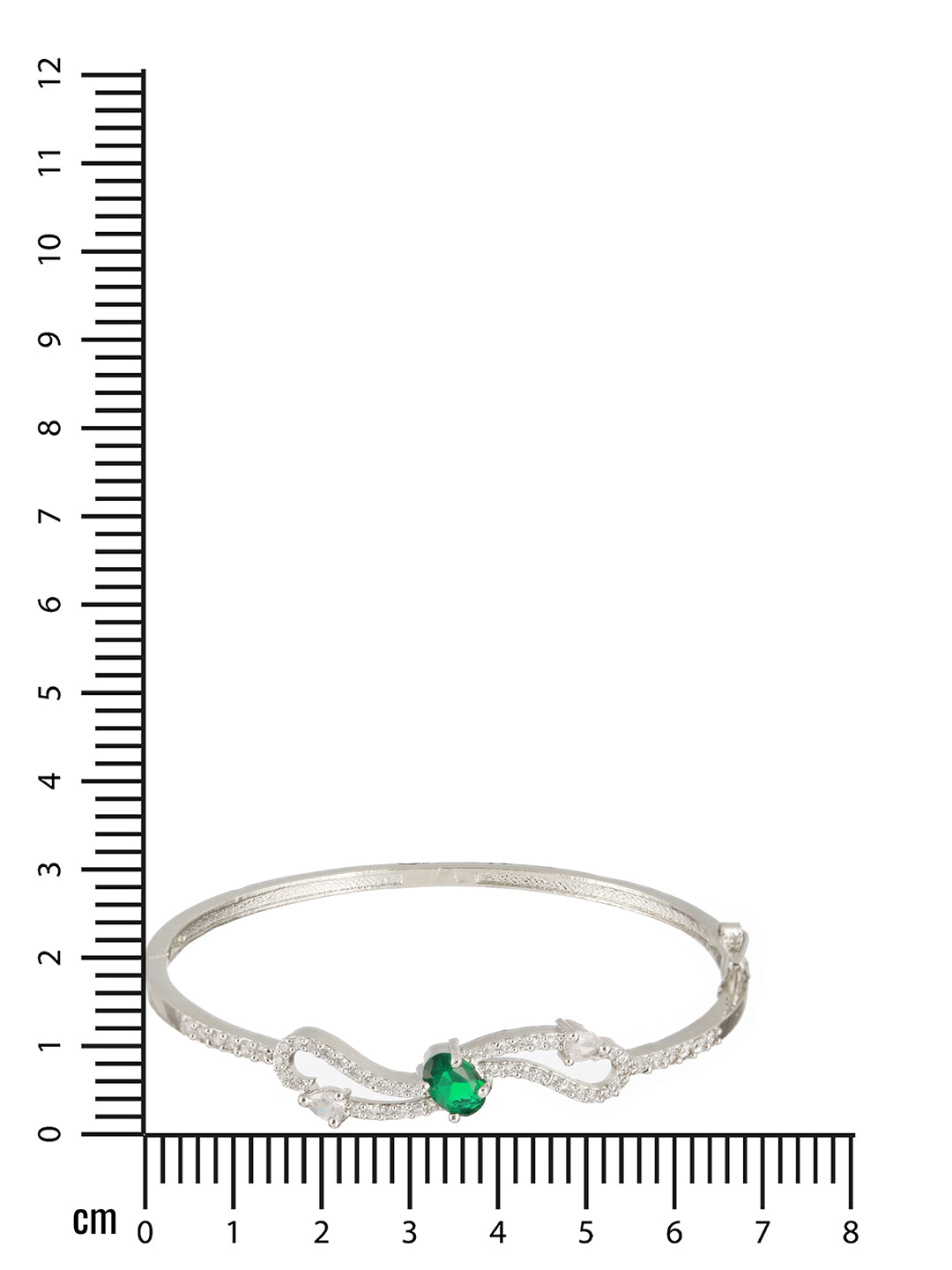 Green & White American Diamond Studded Rhodium-Plated Link Bracelet - Jazzandsizzle