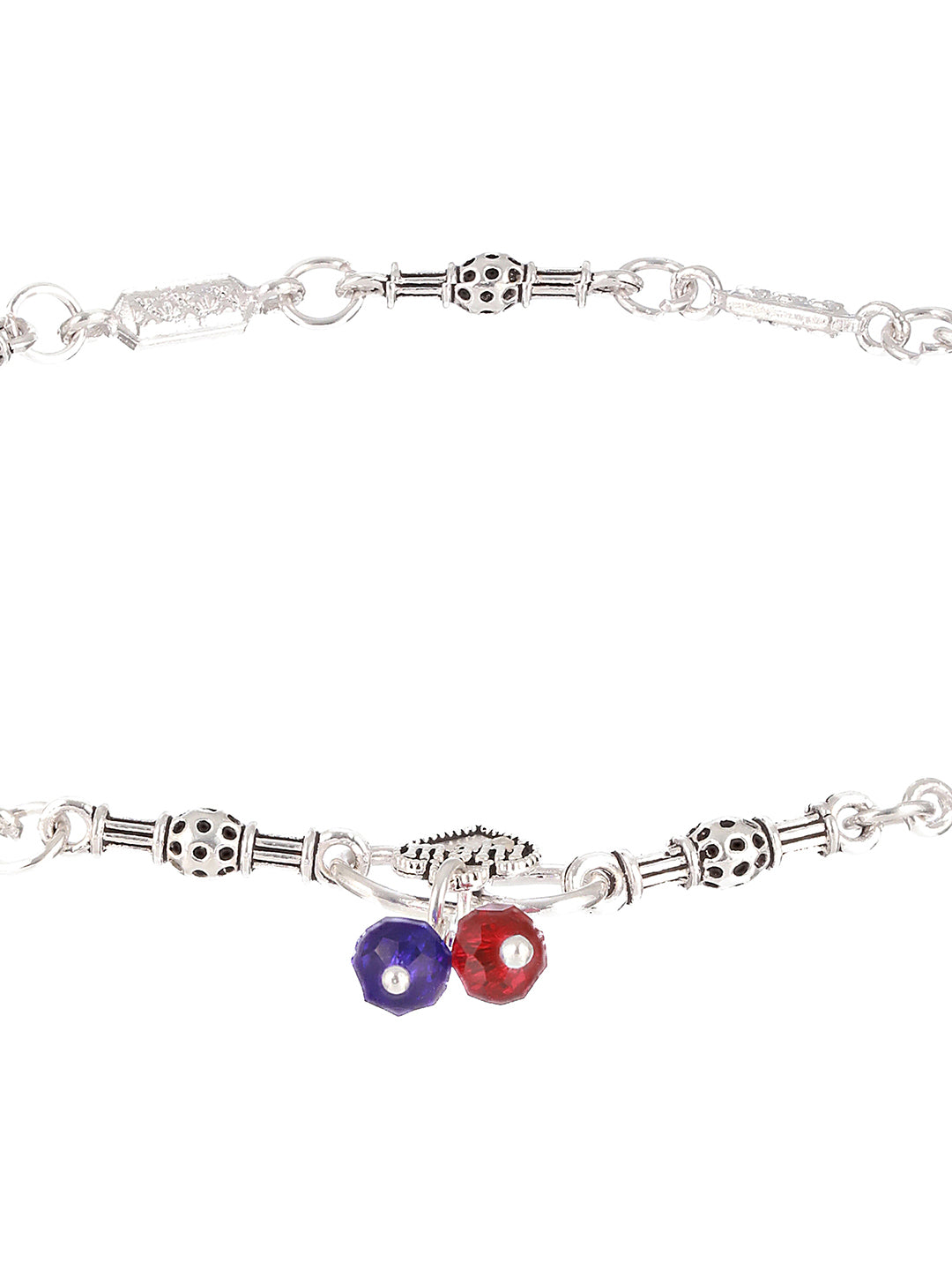 Set Of 2 Silver-Plated Anklets - Jazzandsizzle