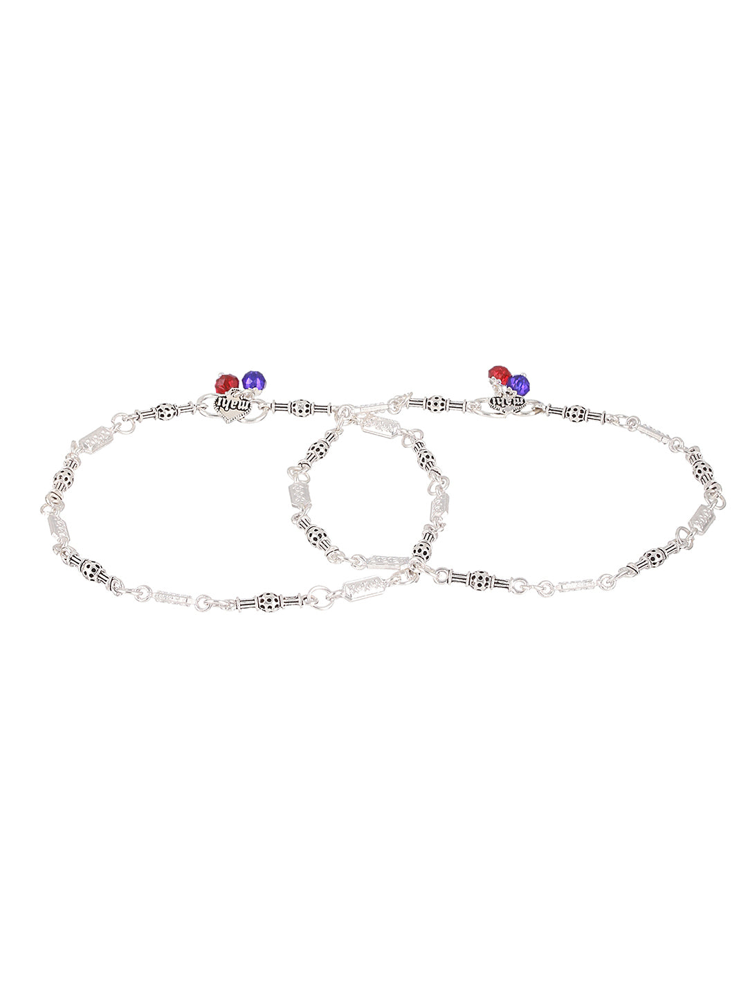 Set Of 2 Silver-Plated Anklets - Jazzandsizzle