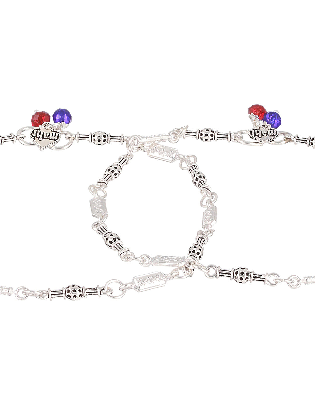 Set Of 2 Silver-Plated Anklets - Jazzandsizzle