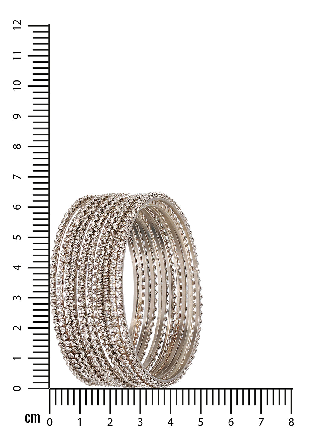 Jazz and Sizzle Set of 12 CZ Studded & Oxidised Silver Bangles - Jazzandsizzle