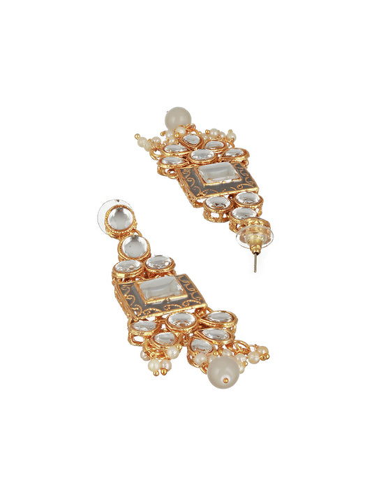 Gold-Plated Kundan-Studded & Pearl Beaded Jewellery Set - Jazzandsizzle