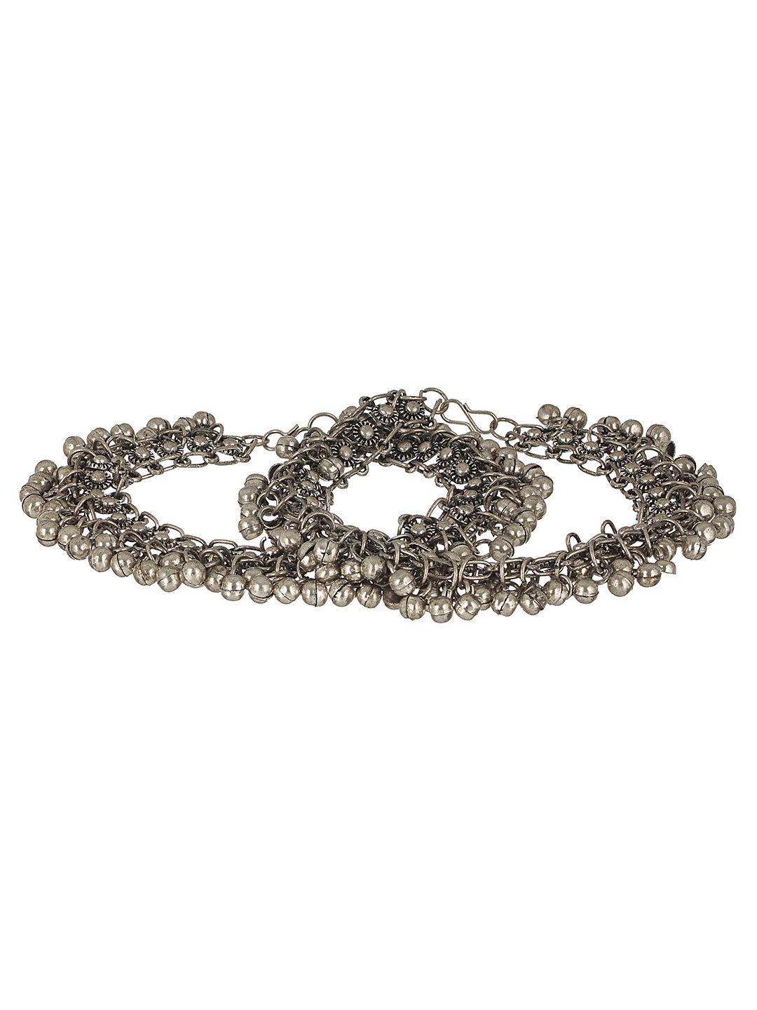 Set Of 2 Oxidised Silver-Plated Ghungroo Anklets - Jazzandsizzle