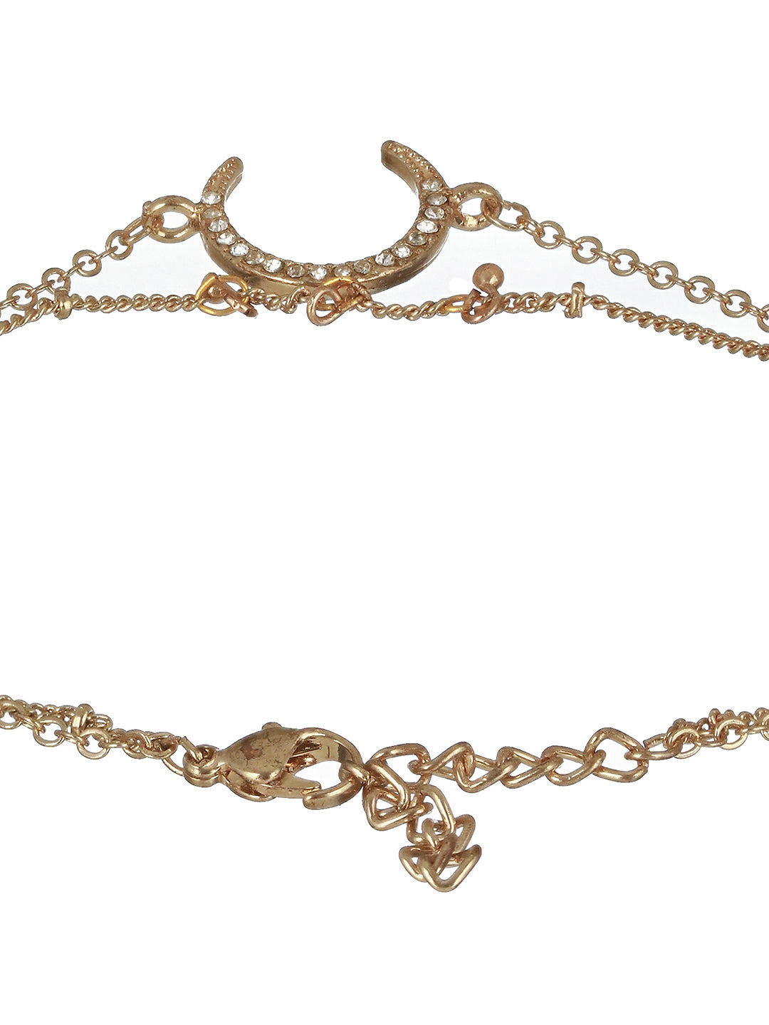 Gold Toned & Gold-Plated CZ Studded Layered Moon Charm Anklet - Jazzandsizzle