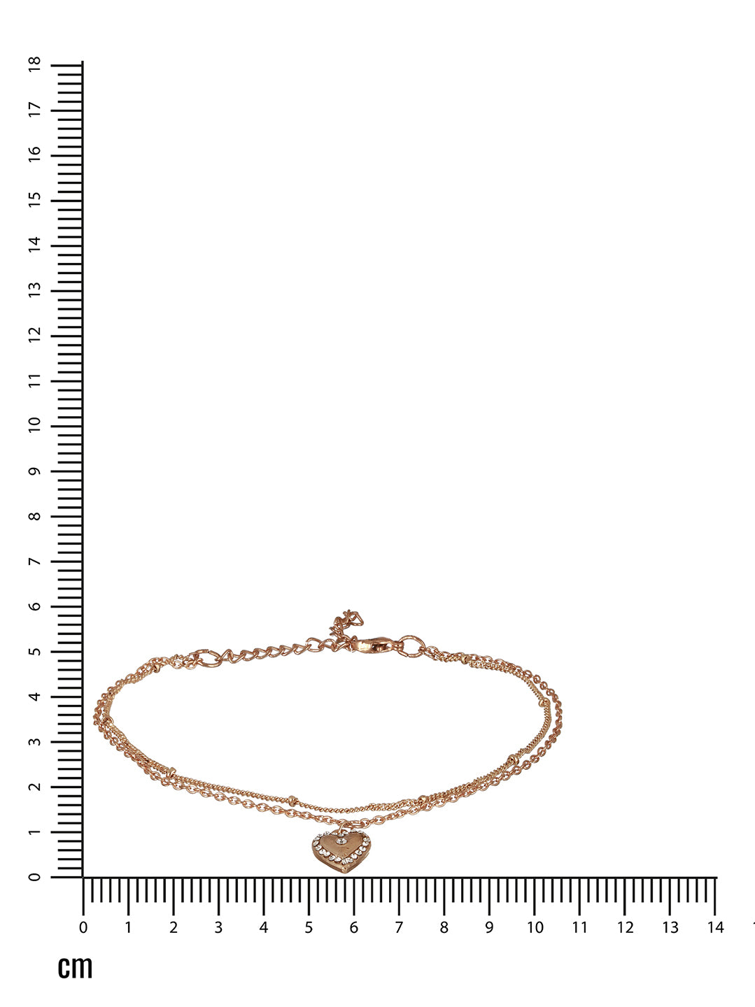 Rose Gold Plated CZ Studded Layered Heart Charm Anklet - Jazzandsizzle