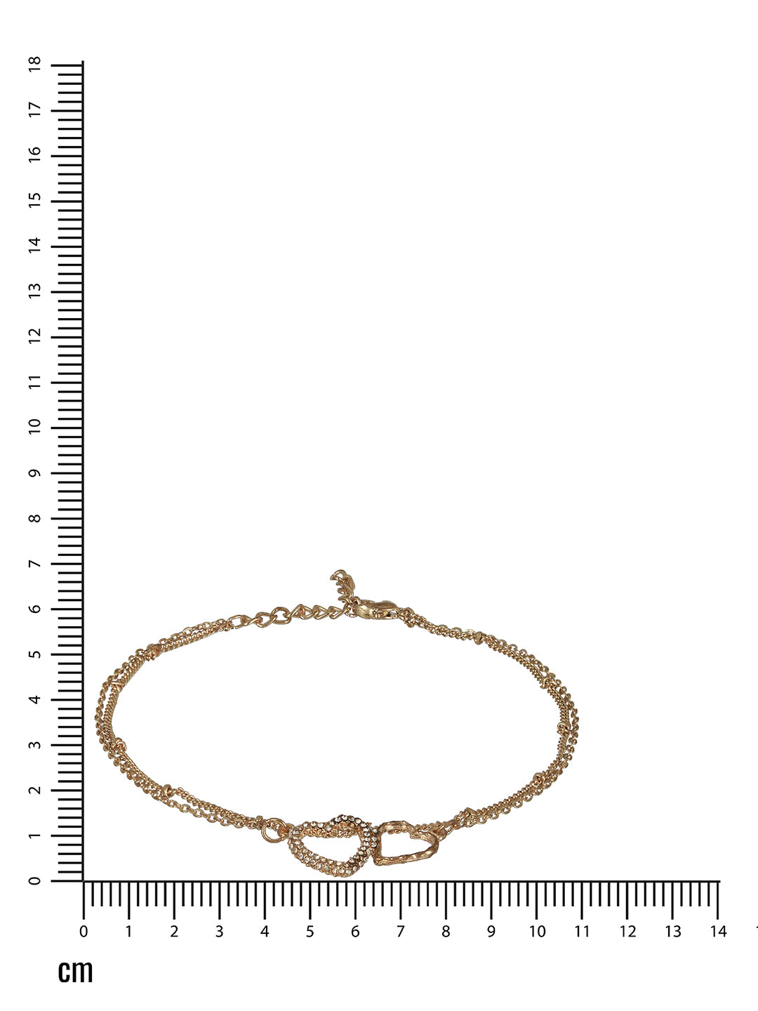 Gold-Plated CZ Studded Layered Heart Charm Anklet - Jazzandsizzle