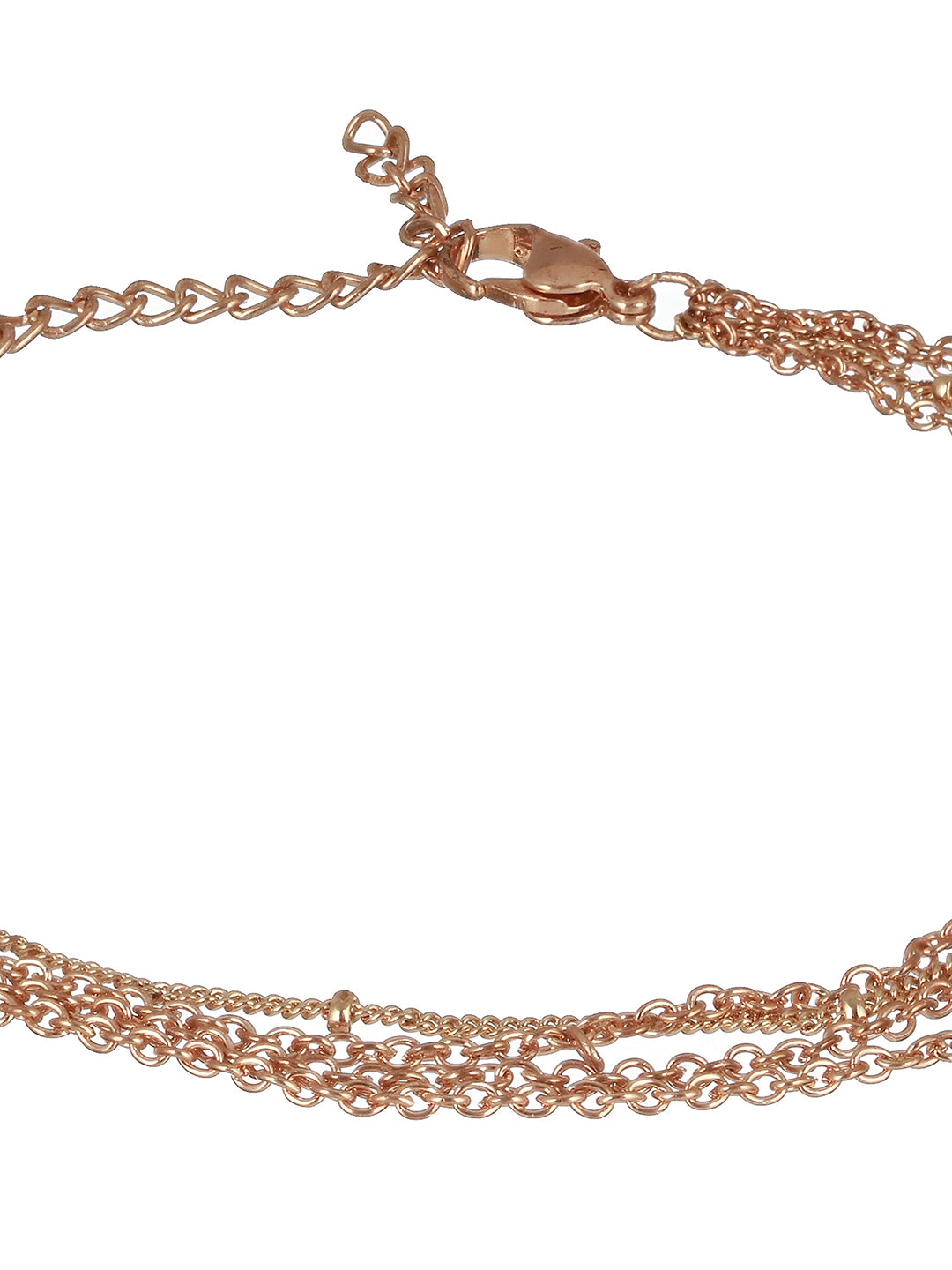 Gold-Plated CZ Studded Layered Cresent Shape Charm Anklet - Jazzandsizzle