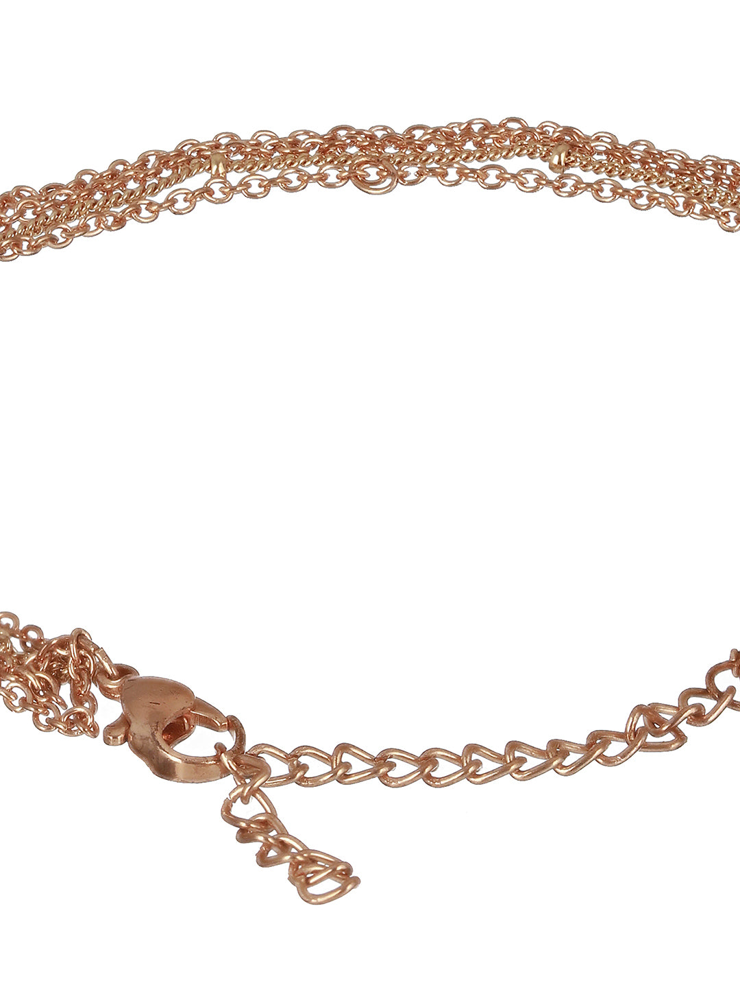 Gold-Plated CZ Studded Layered Cresent Shape Charm Anklet - Jazzandsizzle