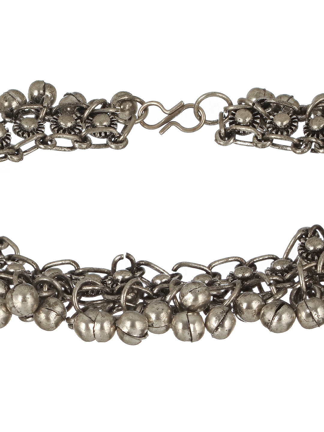 Set Of 2 Oxidised Silver-Plated Ghungroo Anklets - Jazzandsizzle