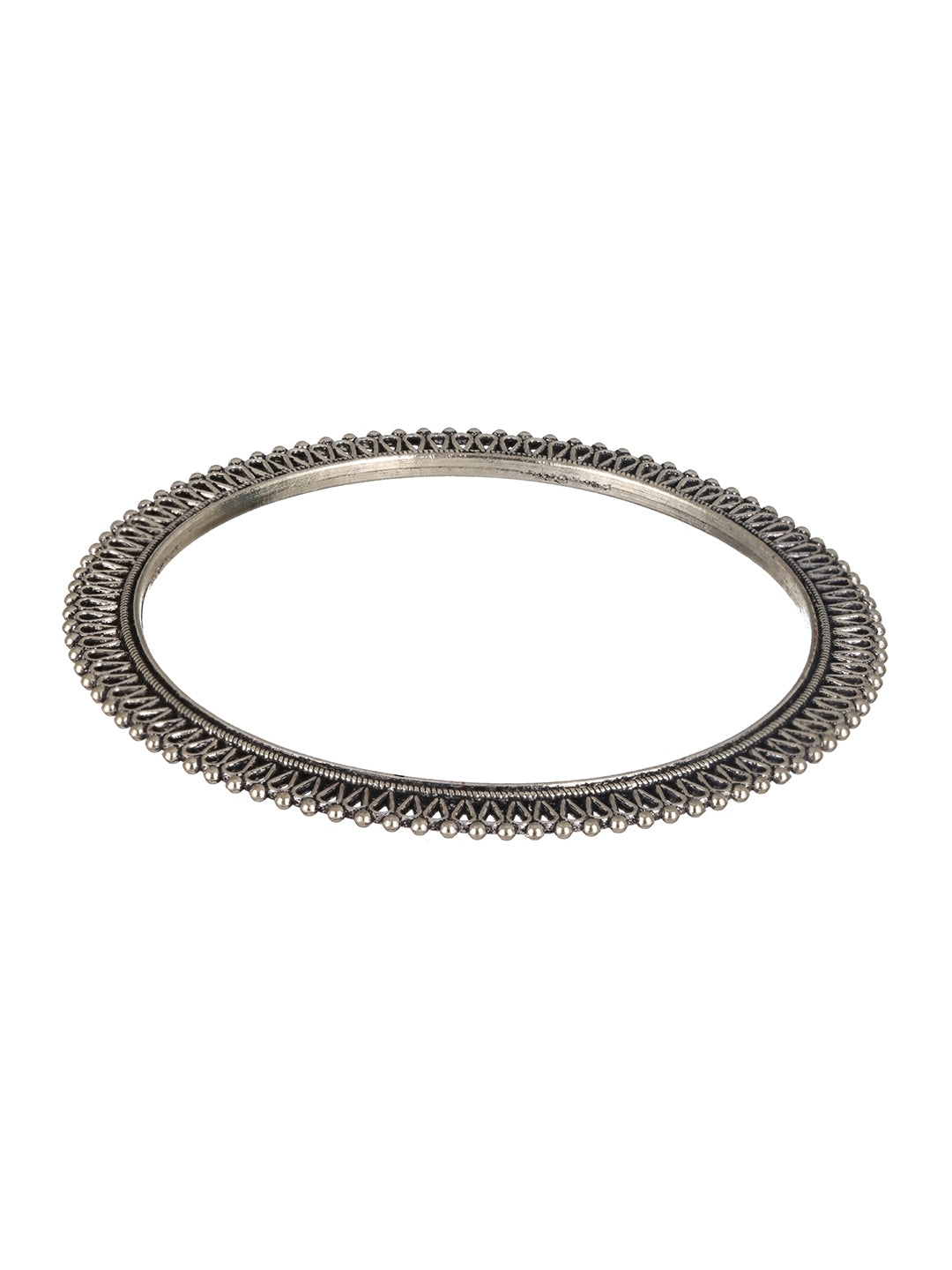 Jazz And Sizzle Set of 6 Oxidised Silver-Plated Oxidised Bangles Set