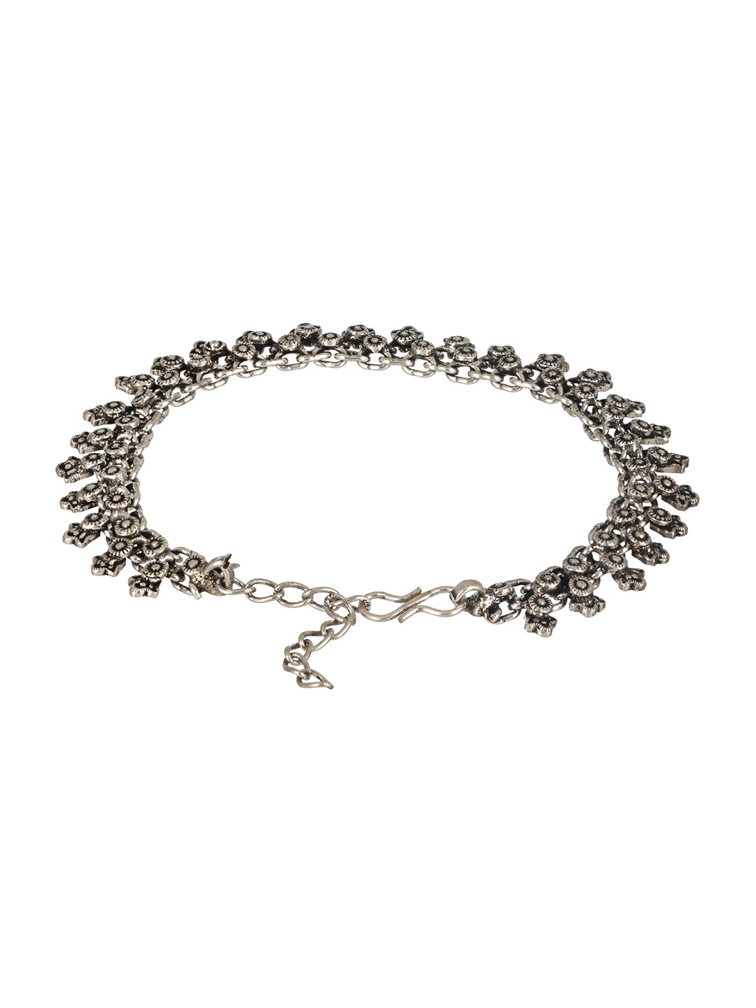 Set of 2 Silver-Plated & Oxidised Handcrafted Anklets - Jazzandsizzle