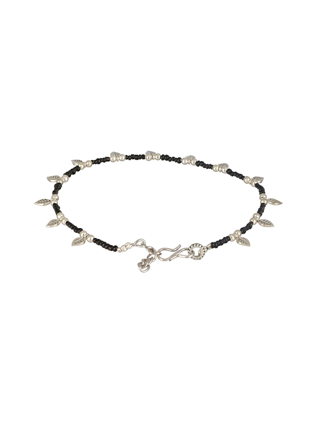 Silver-Plated & Beaded Leaf Anklets - Jazzandsizzle
