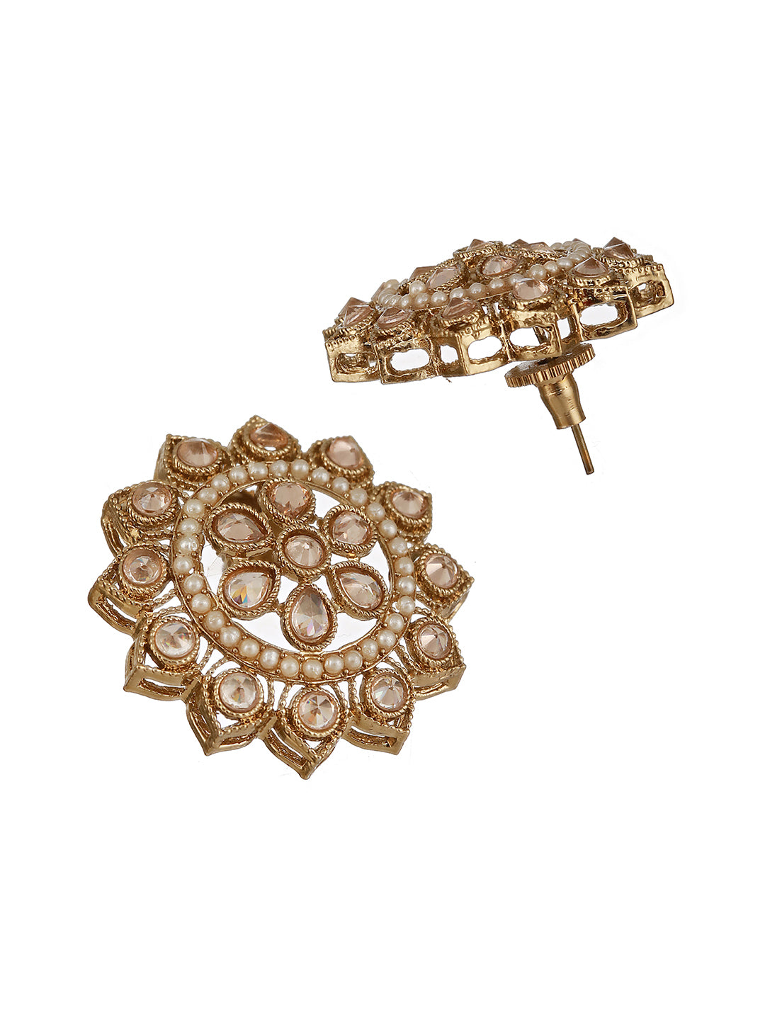 Gold-Plated Floral Stud Earrings - Jazzandsizzle