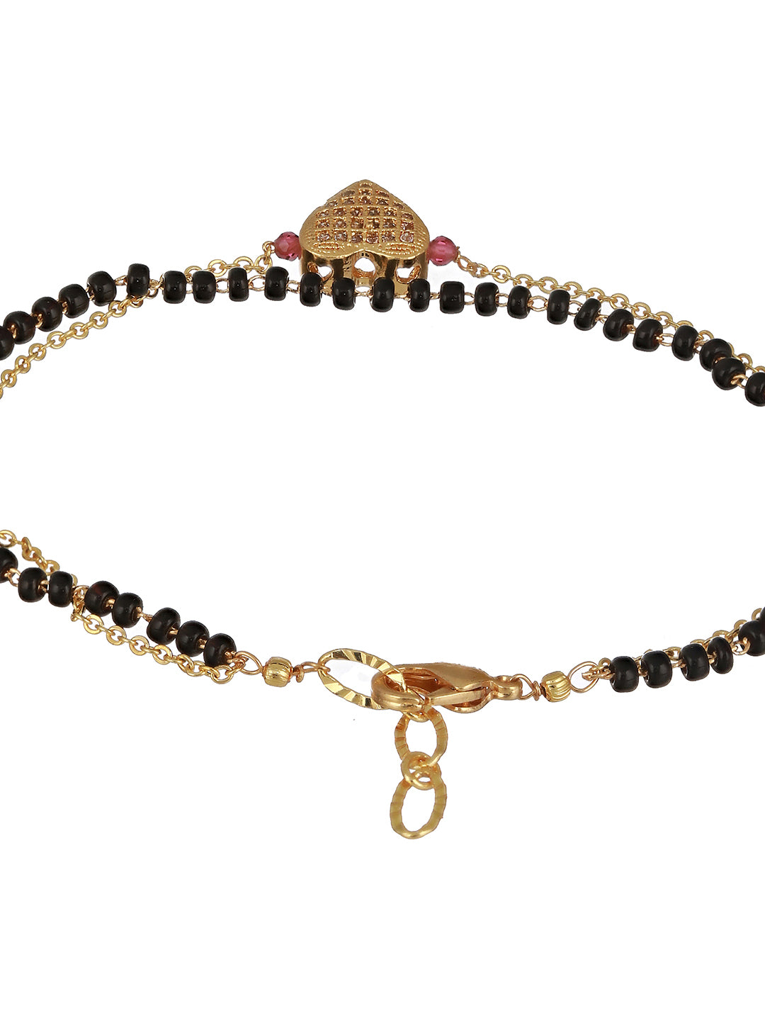 Gold-Plated Beaded Wraparound Heart Shaped Mangalsutra Bracelet