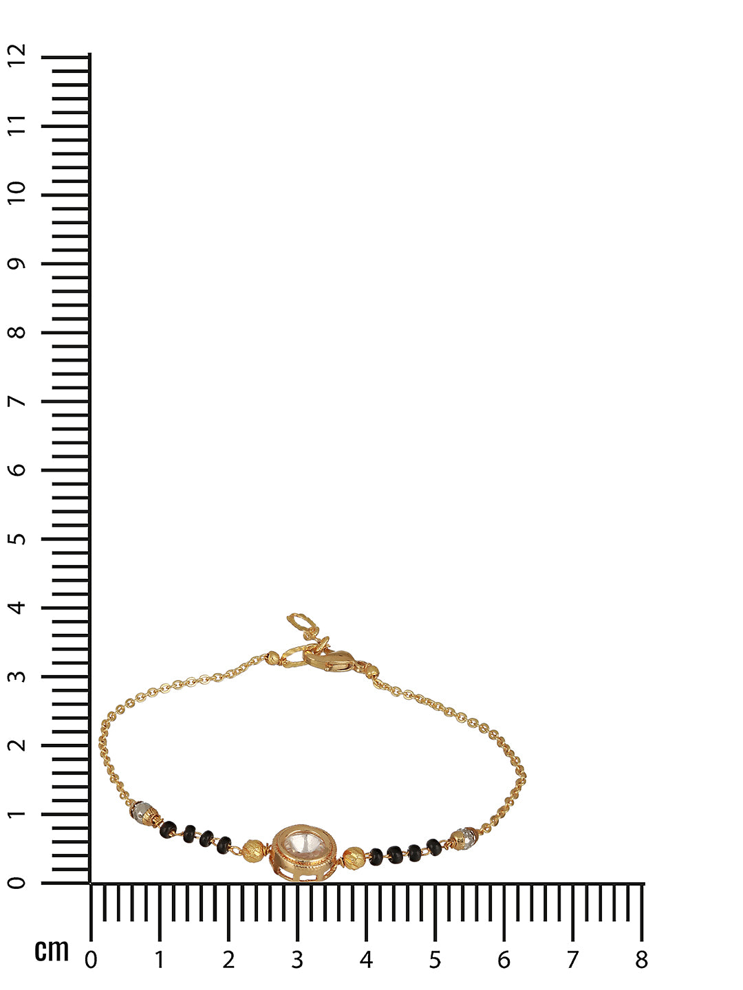Jazz And Sizzle Gold-Plated Crystals Studded & Beaded Link Hand Mangal sutra Bracelet - Jazzandsizzle