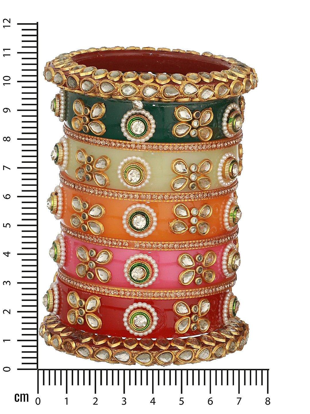 Jazz And Sizzle Set Of 22 Gold-Plated Kundan-Studded Meenakari Multicolor Bangles - Jazzandsizzle